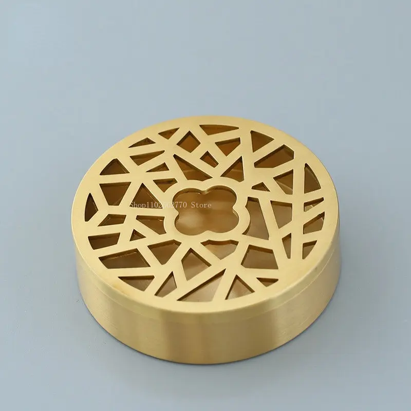Pure Copper Incense Seal Furnace Hollow Plate Incense Furnace DIY Household Indoor Seal Incense Tea Ceremony Decoration Supplies