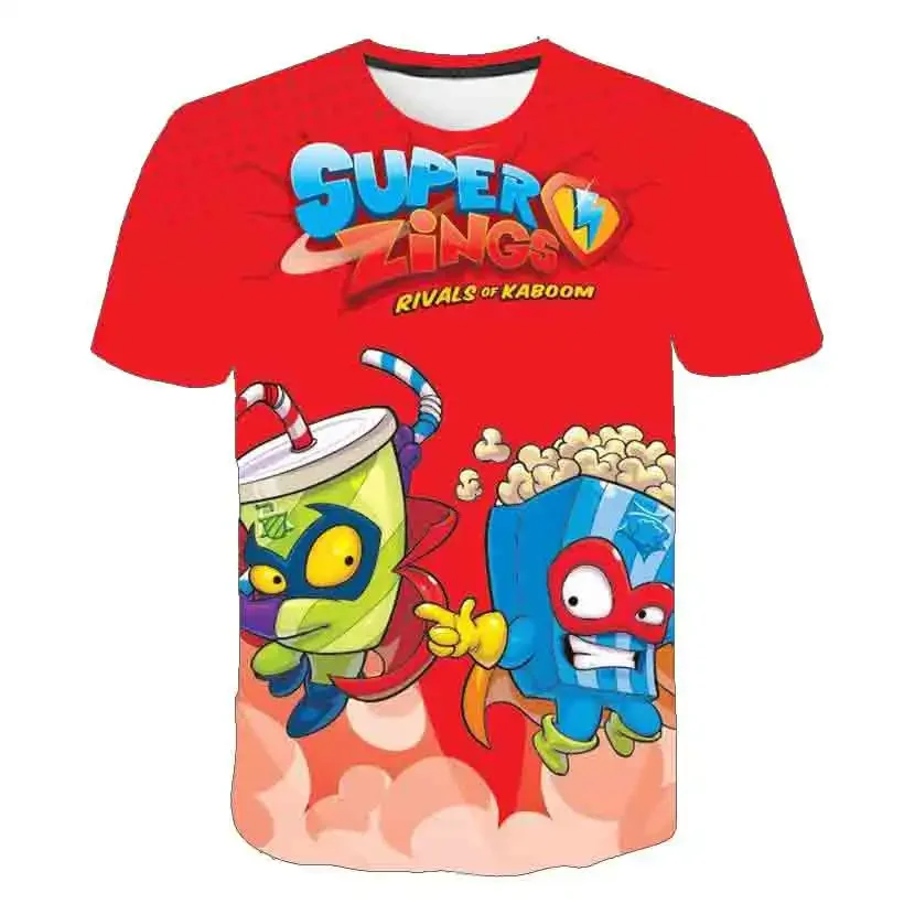 2023 Summer New Super Zings T Shirts Kids Girls Boys Short Sleeve Fashion Tees Cartoon Casual Print Tops Costumes