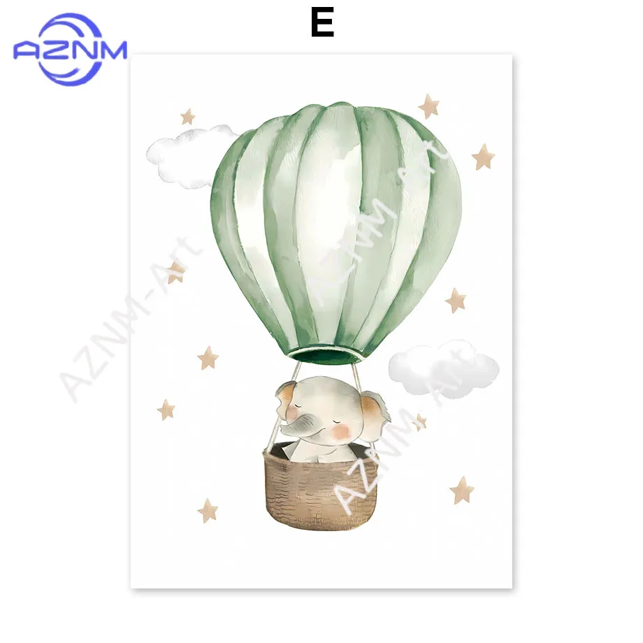 1Pc Boho Tiger Lion Aircraft Hot Air Balloon Quote Nursery Posters Wall Art Print Canvas Painting Baby Kids Room Home Decor