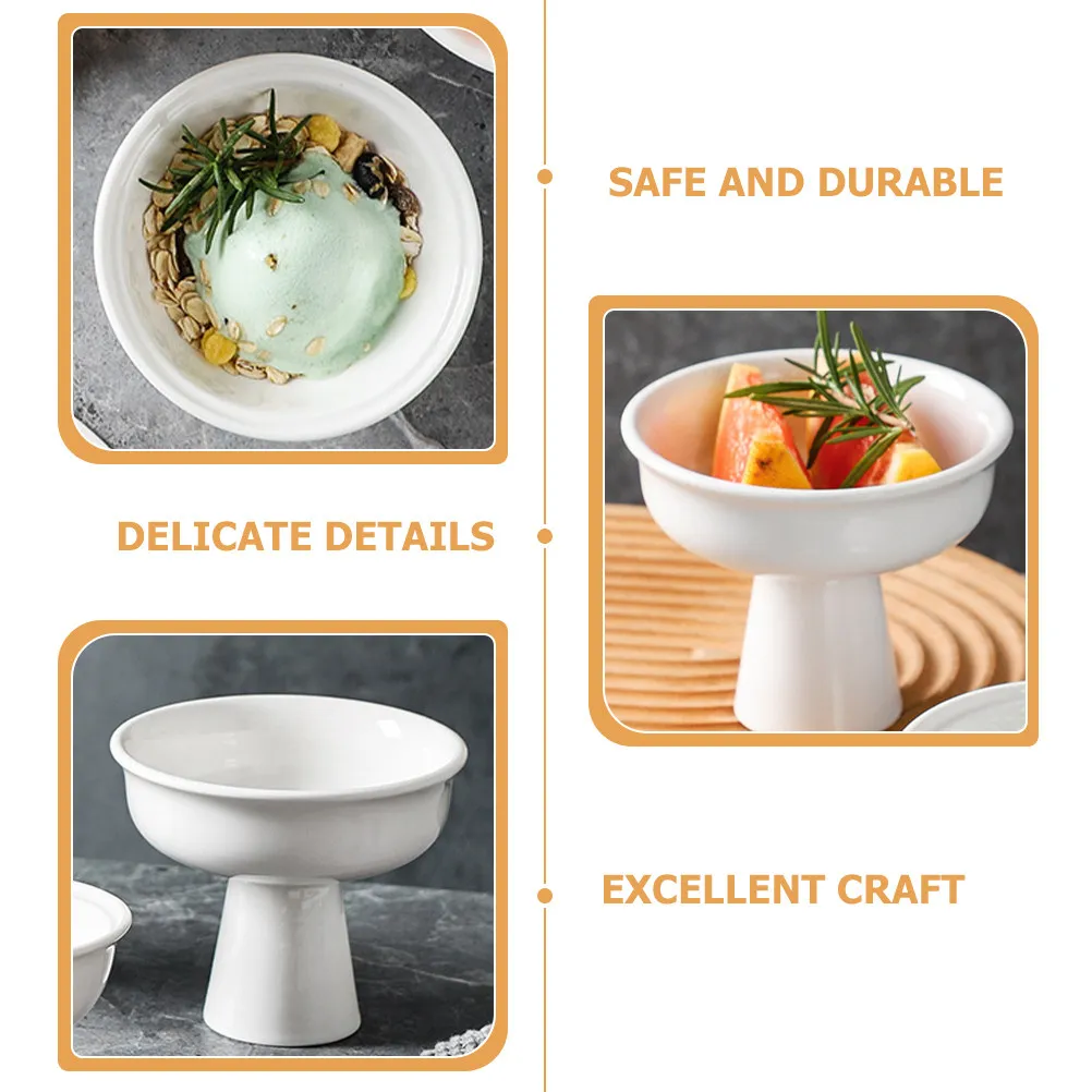 Decorative Dessert Bowl Creative Ice Cream Cup High Base Ceramic Fruits Salad Yogurt Multi-Use Dessert Container for Home