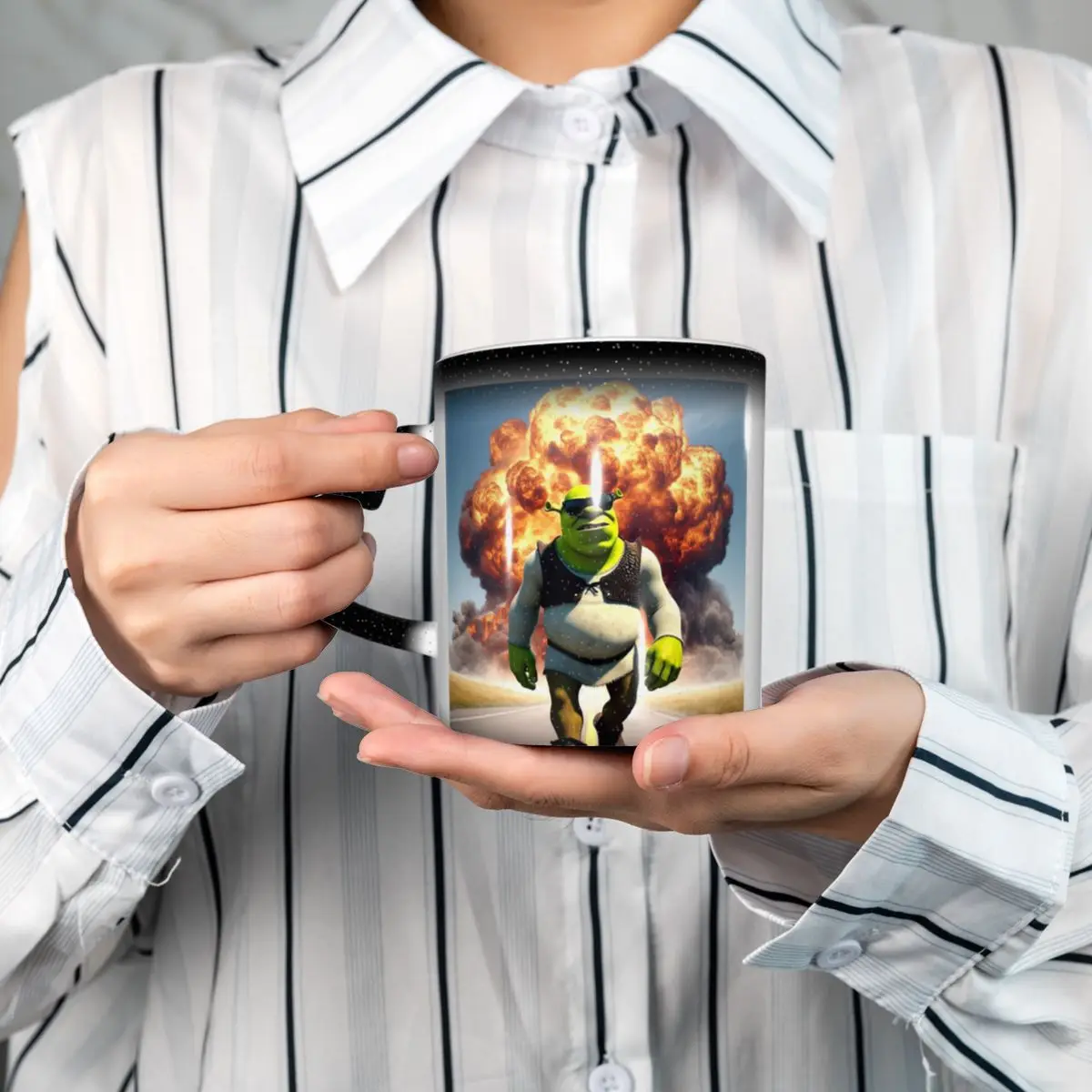 Cherub Shrek Funny Meme Graphic Mug Funny Ceramic Coffee Cups Tea Mugs Milk Cup Drinkware Gift for Woman Man