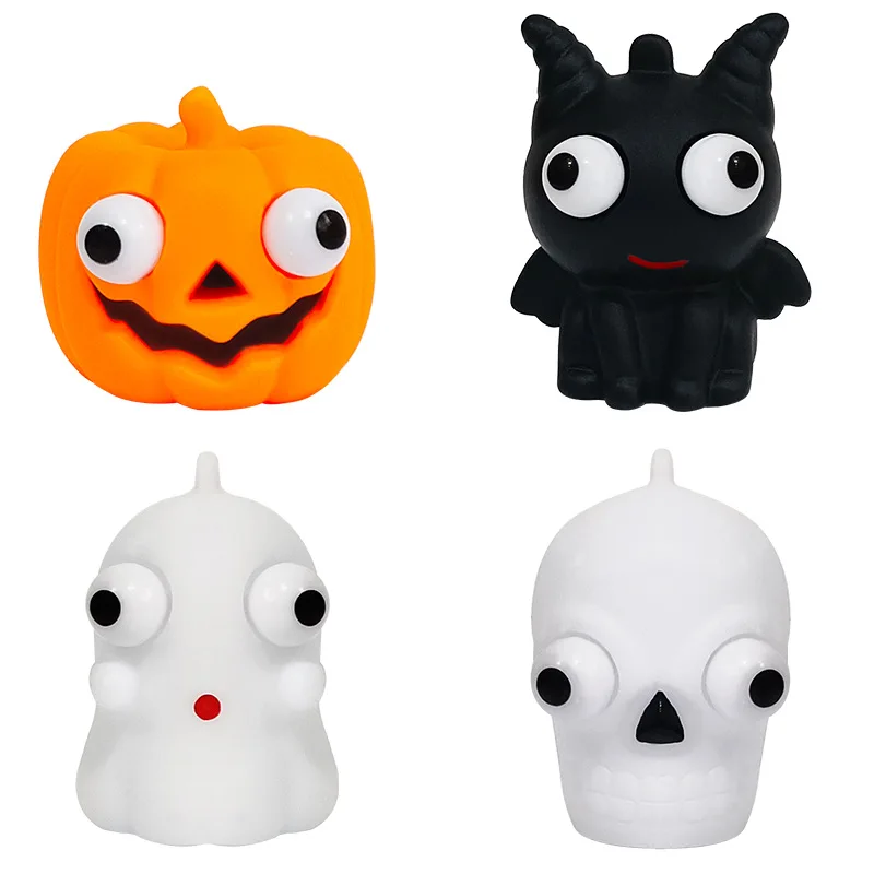 Halloween Funny Pumpkin Skull Pinch Music Vent Finger Toys for Adults and Children Fun Squeeze Stare Decompression Toys