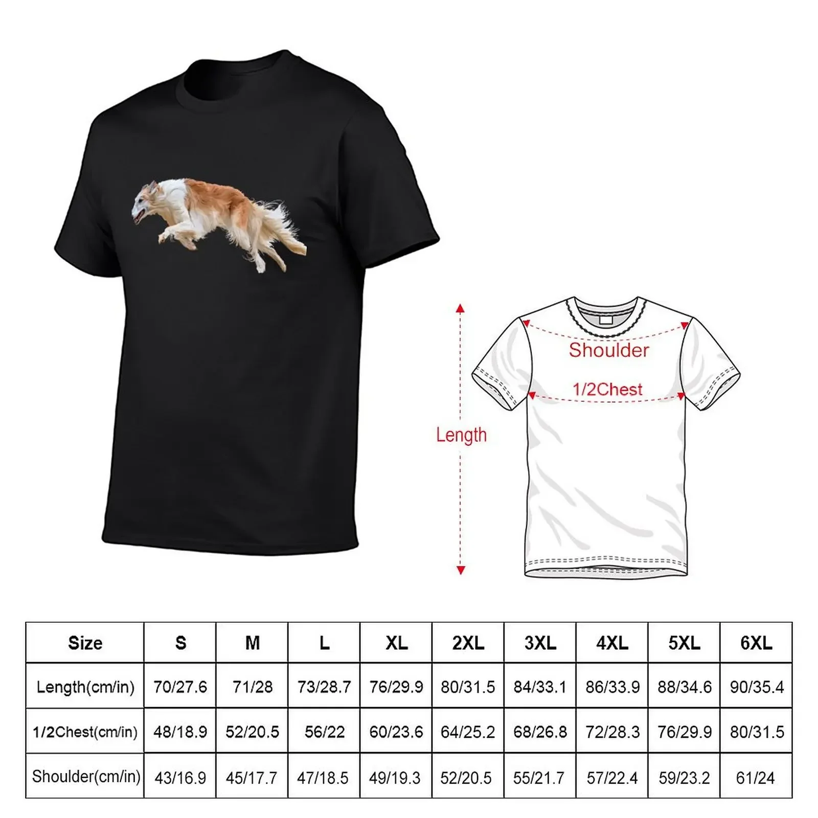 Running White and Tan Borzoi Dog T-Shirt blue archive graphic tee shirt oversized men tshirt