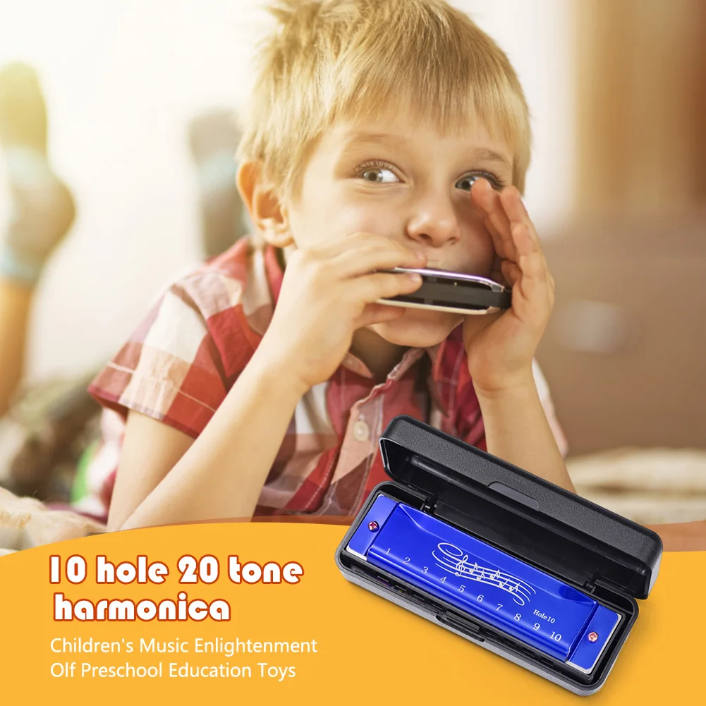 هارمونيكا محمولة للأطفال والكبار ، 10 فتحات ، 20 نغمة ، هارمونيكا صغيرة ، تعليمية ، أداة موسيقية ، تعلم سهل ، هدية