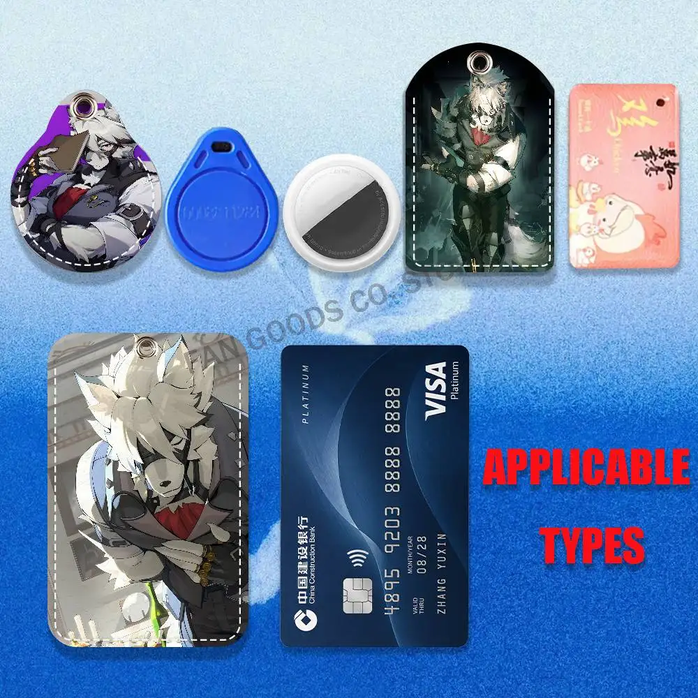 ZZZ V-Von Lycaon Cartoon Movie Singer Game Anime Leather Card Holder Can Store Access Control ID Card