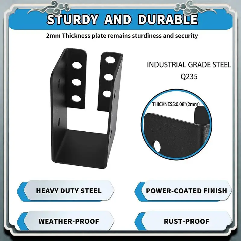 Concealed Joist Hanger 4PCS,2Inx4in Outdoor Concealed-Flange Light Joist Bracket, Q235B Steel Powder-Coated Joist Hanger Durable