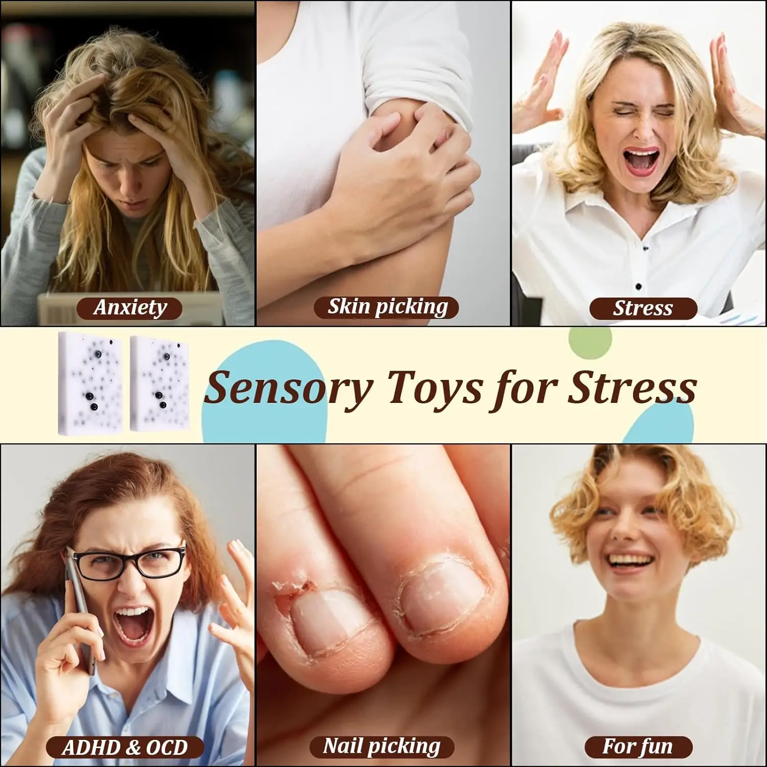 スクエア型の肌を引っ掻くようなスクイーズフィジェットトイ、ニキビを潰すような感覚玩具でストレス解消、不安解消、大人向けのニキビを潰すようなスクイーズ玩具