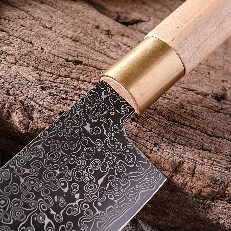 Coltelli da cucina professionali in acciaio di Damasco Set 1-5 pezzi Coltello da chef Coltello per affettare la carne Lama nera Coltello per verdure Strumenti di cottura