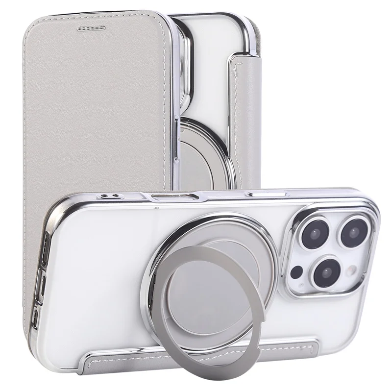 

Flip Leather Wallet Rotating Fold Stand Magnetic Phone Case For iPhone 12 13 14 15 16 17 Pro Max Plus For Magsafe Card Bag Cover