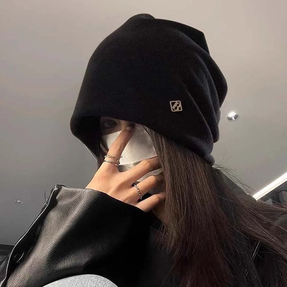 Elastic Slouchy Beanie Hat Breathable Solid Color Warm Cold Headwear Thickened Slouch Baggy Skullies Bonnet Commute