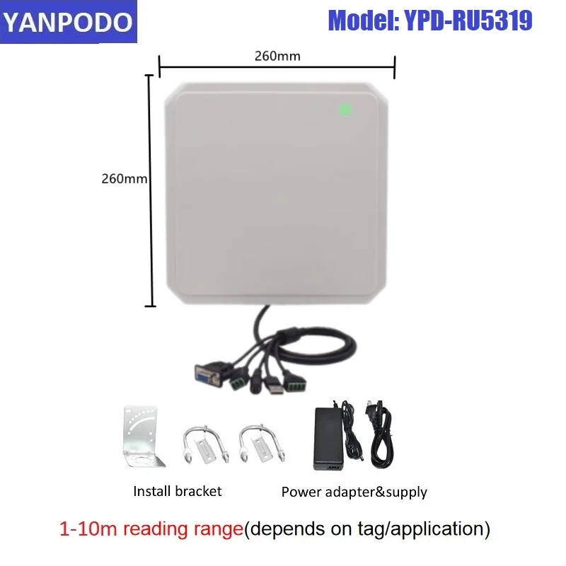 YANPODO UHF RFID Reader with Light RS232 WG26 10M built in 9dbi antenna free SDK for Vehicle Charge System and Personal Access