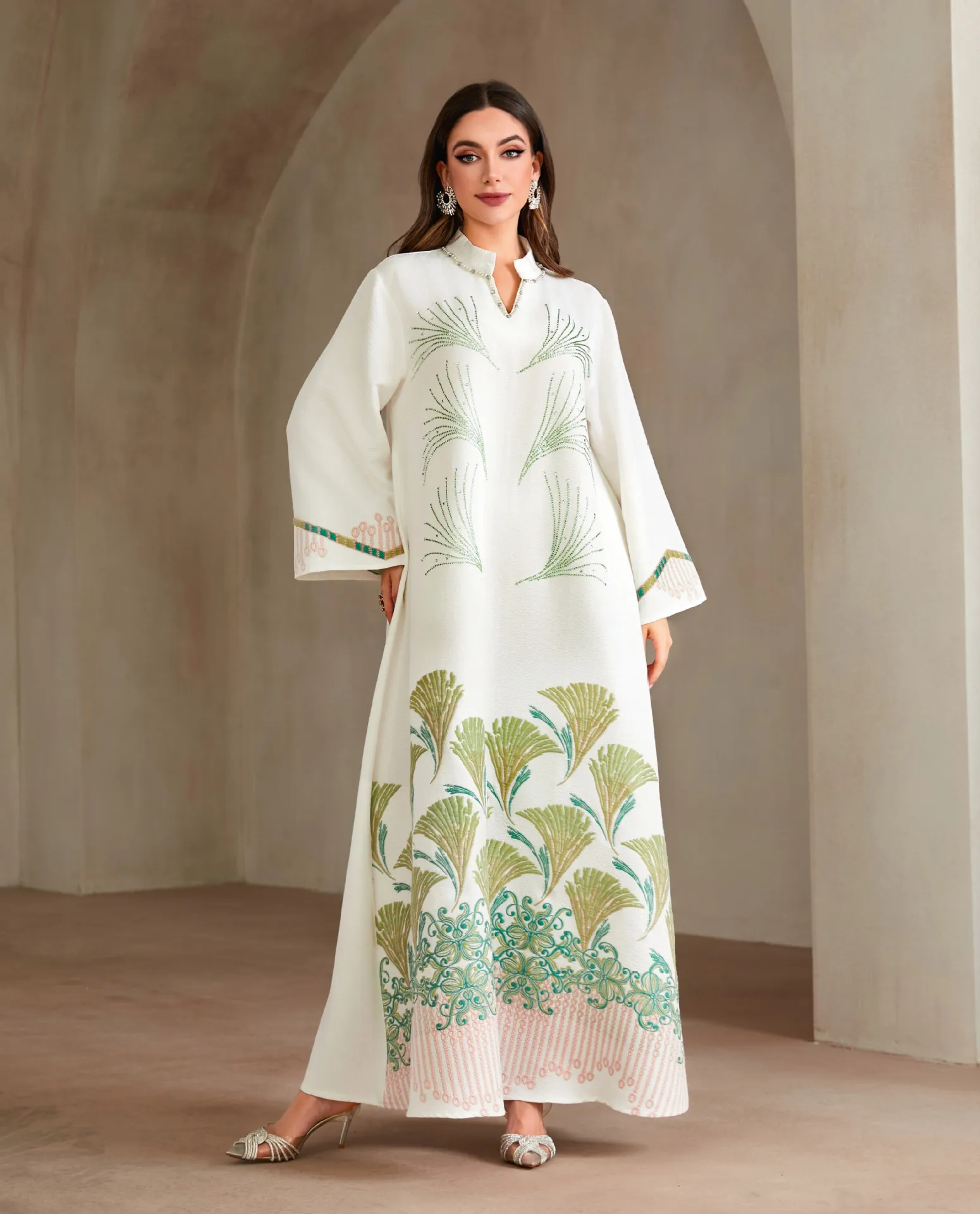 Dubaï femmes musulmanes diamants Maxi robe Abayas à manches longues turquie caftan Jalabiya Caftan robes de soirée Musulmane Femme robes