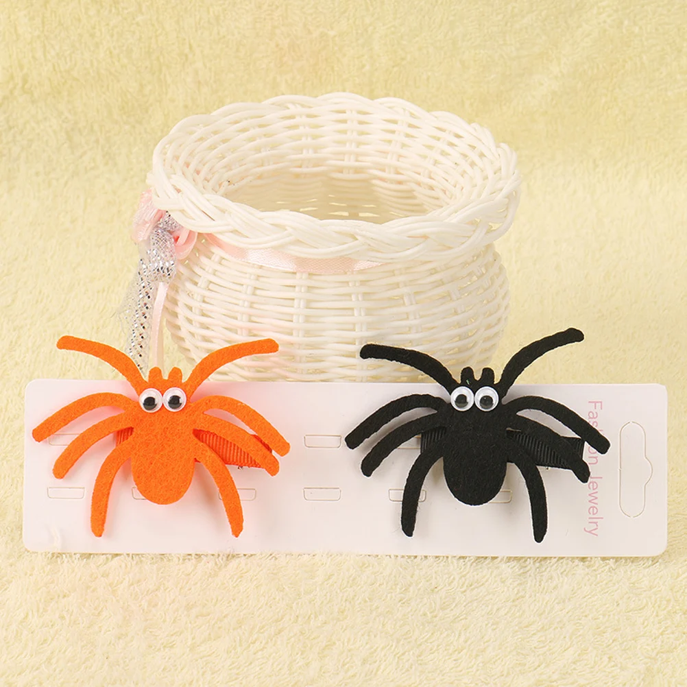 

4 pcs Spider Hair Clips Halloween Kids Accessories Black Fabric Durable Unique Hairpins Costume Party Decorations for Birthday
