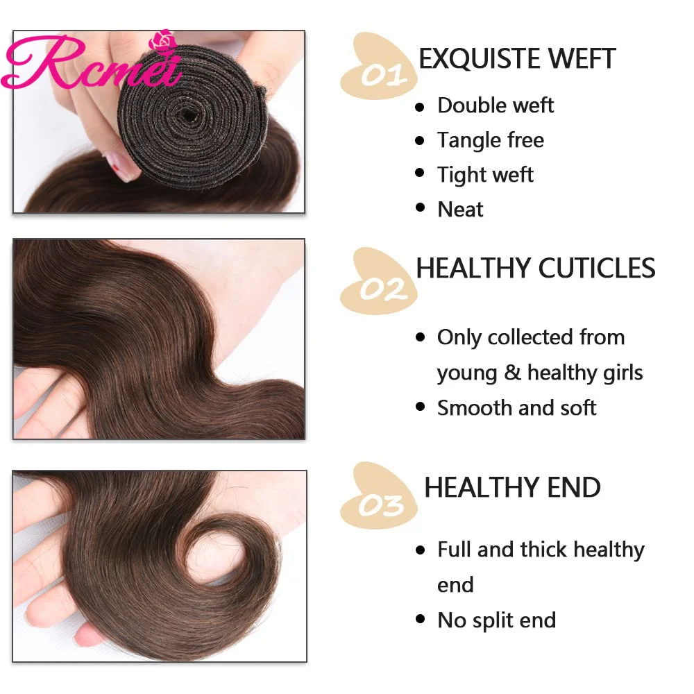 Chocolate Brown Body Wave Human Hair Bundles 1/3/4 pieces 10A 10--32inch Brazilian Body Wave Remy Human Hair Extension For Women