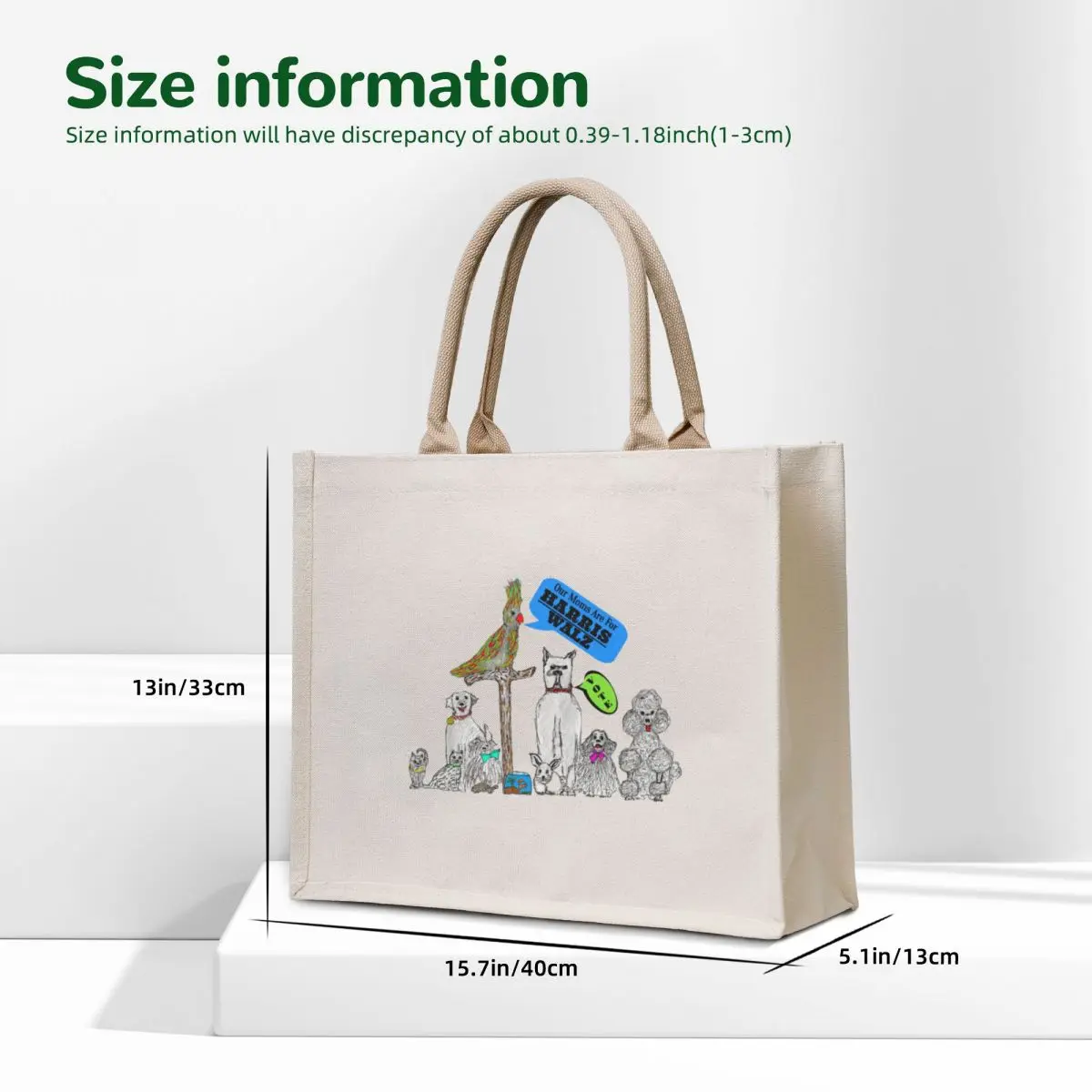 Animal Moms for Harris/Walz Tote Bag custom canvas bag Beach bag shopping cart bags