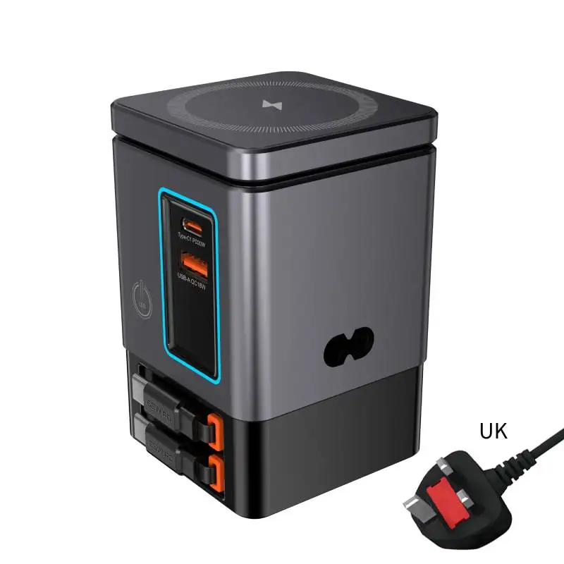 ILEPO 6-in-1-Ladestation mit einziehbarem USB-C-Kabel, Power Combo Tower 105 W, für mehrere Geräte, Schnellladegerät für iPhone Airpod 6