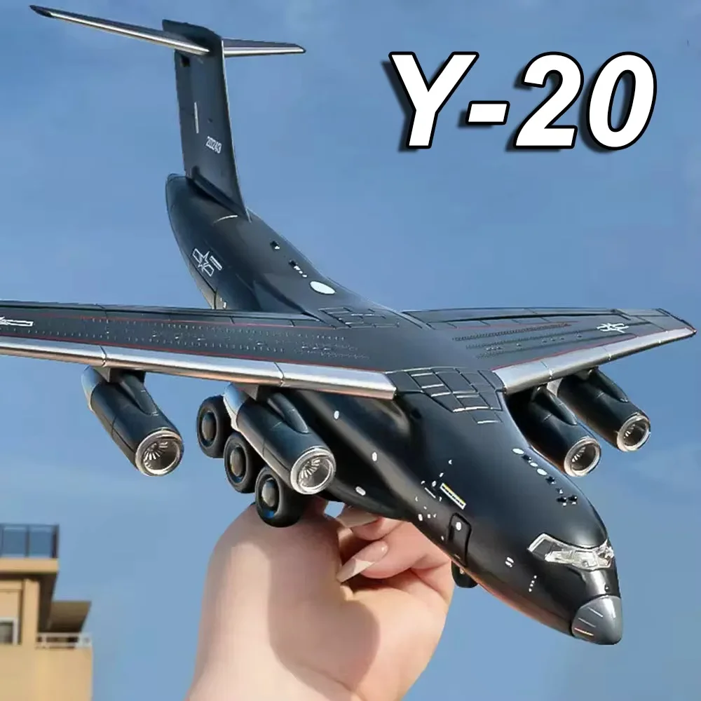 

1:180 Y-20 транспортный самолет из сплава, литая под давлением модель игрушечного автомобиля со звуковым светом, откатные двери, открытый автомобиль для мальчика, подарки на день рождения