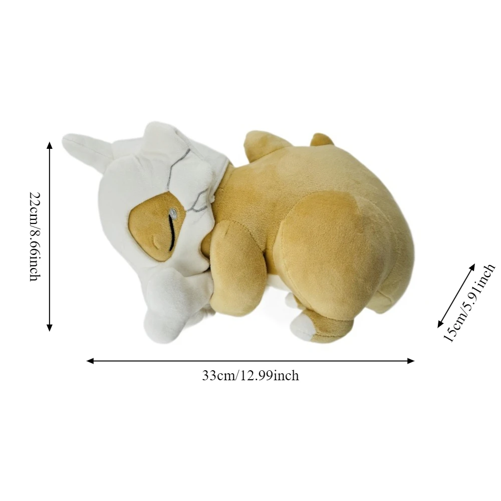 33cm Anime Sleeping Cubone Plush Toy Dinosaur Head Mask Soft Pillow Room Decorative Seat Cushion Cute Companion Comfort Doll