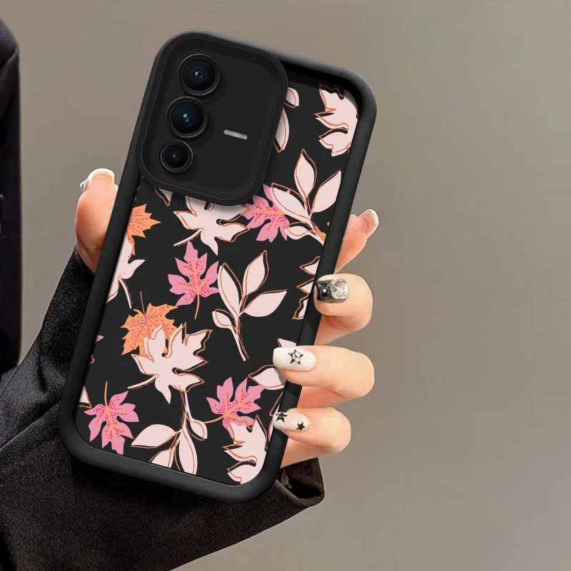 Matte Soft Phone Case For Vivo V60 V29E V27 Pro V25E V23E V21 V27 V25 V50 V40 Pro V30 SE V30E Shockproof Flower Pattern Cover