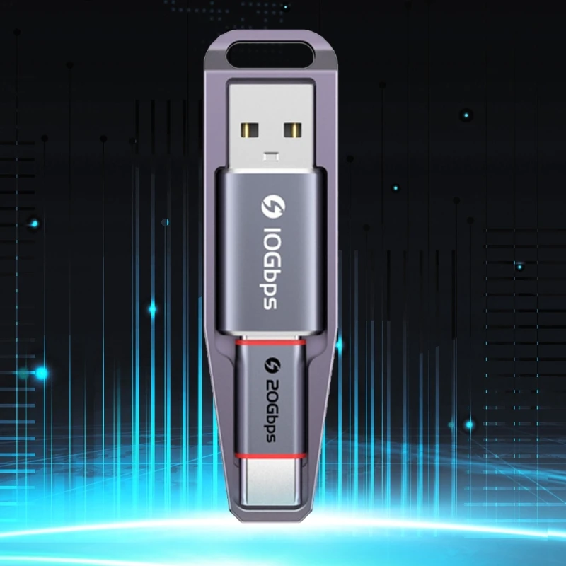 Aluminum USB to TypeC Adapter with OTG Function Efficient Double Head USB Device for Efficient Charging & Data Transfer