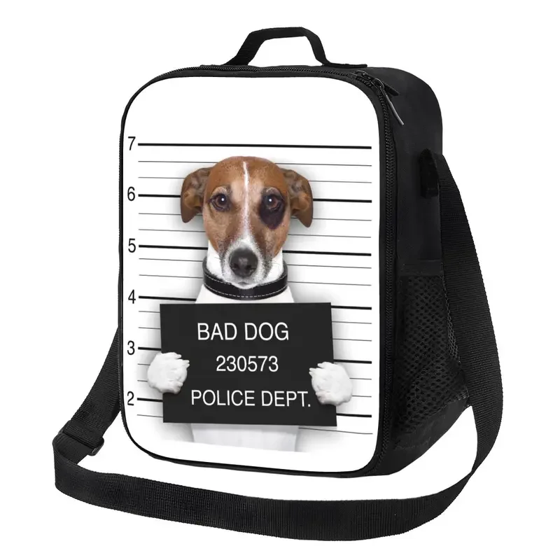 

Custom Funny Bad Dog Jack Russell Terrier Lunch Bag Men Women Warm Cooler Insulated Lunch Box for Student School