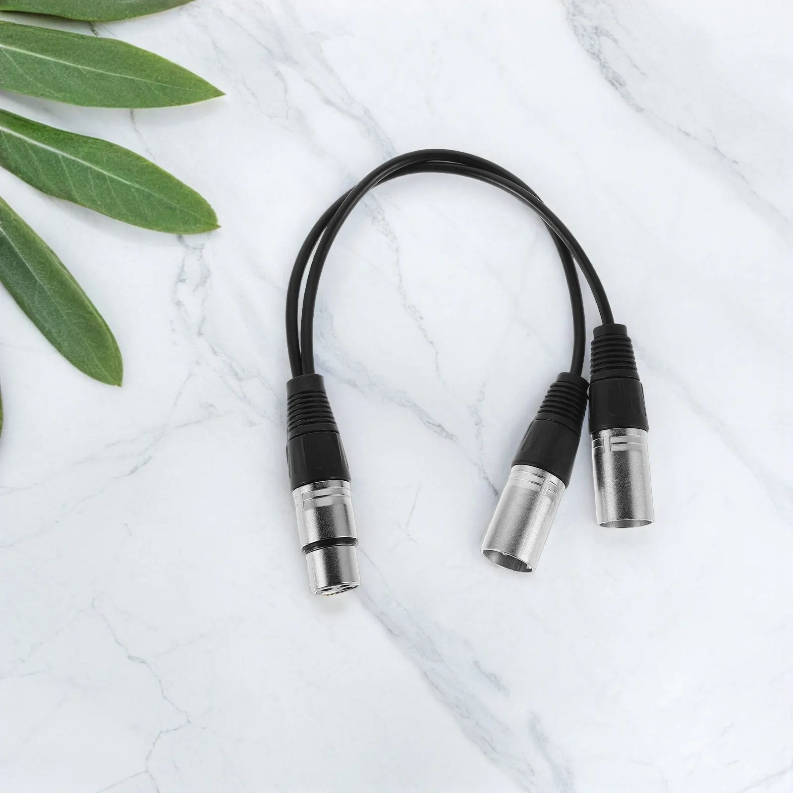 Xlr Microphone Splitter Cable Silver Head Dual Output Balanced Mic Cord 30Cm Professional Audio Equipment Adapter Fan Splitter