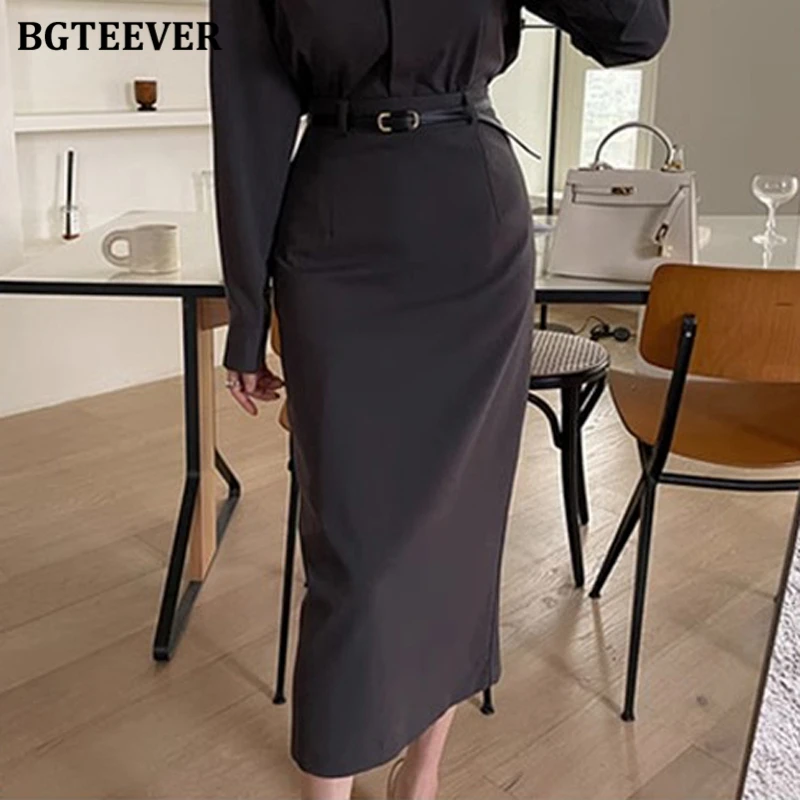 BGTEEVER Chic Stylish High Waist Female Slim Package Hip Skirts Spring Autumn Elegant Women Skinny Pencil Skirts OL Skirts