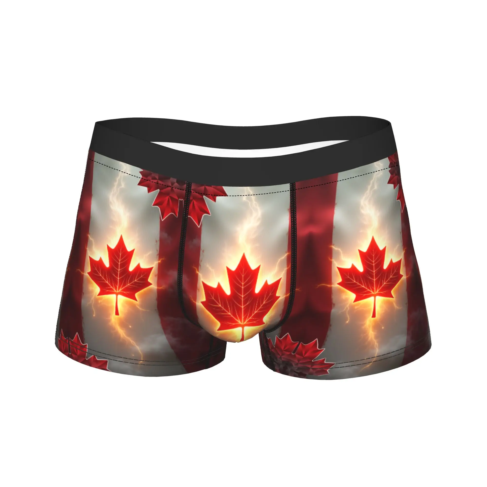 Canada Flag with Mountain and Maple Leaf Landscap Trunk Pouch Underwear Hot Sale Custom Boxer Brief Men Underpants Plus Size 2XL