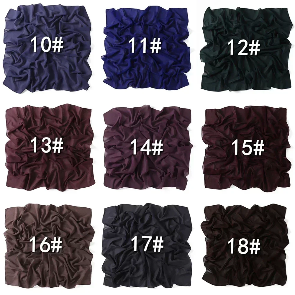 90*90 cm Headwrap Kabarcık Inci Şifon Kare Eşarp Müslüman Başörtüsü Kadın Düz Fular Bandanalar Kafa Bandı Şal Wrap Atkılar Türban