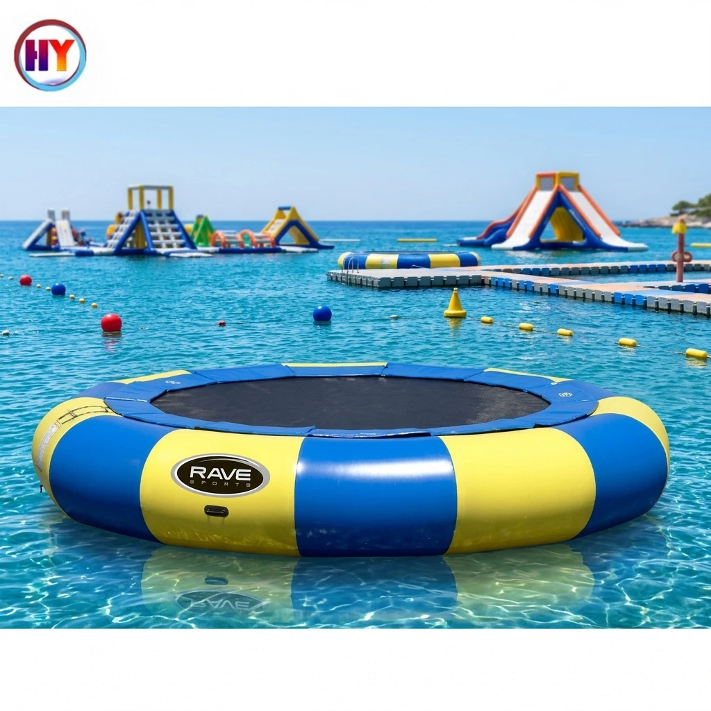 Inflatable Water Trampoline, Durable Floating Jumping Bed, Summer Outdoor Water Games, 6 in 1 Fun Pool Toy view 2