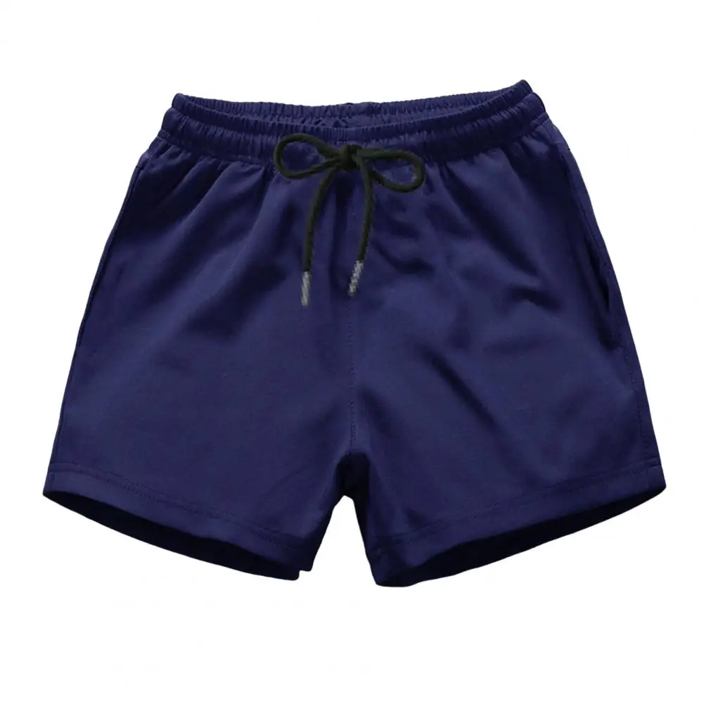 Summer Men Shorts Elastic Waist Drawstring Gym Short Pants Solid Color Wide Leg Outdoor Running Sports Shorts Streetwear