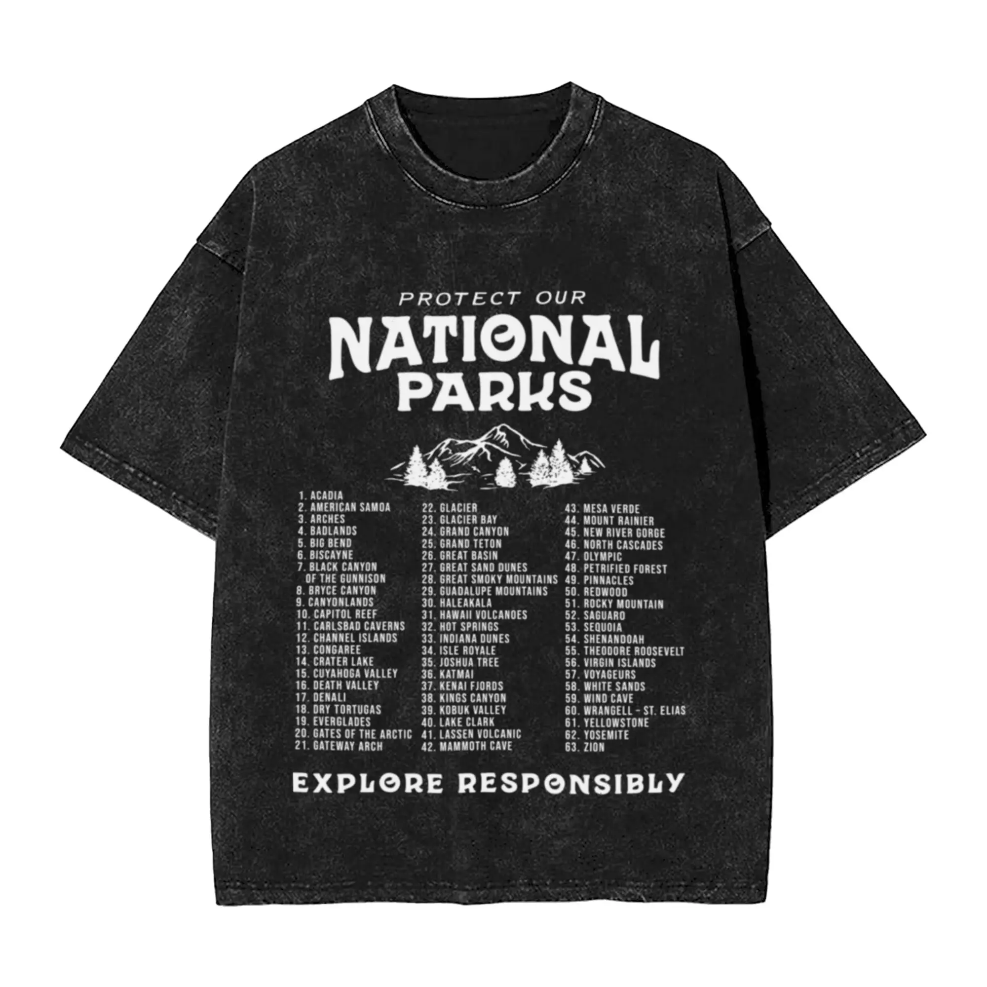 National Parks - Travel List  Classic Comfort A Vintage Oversized Cotton Unisex T-Shirts