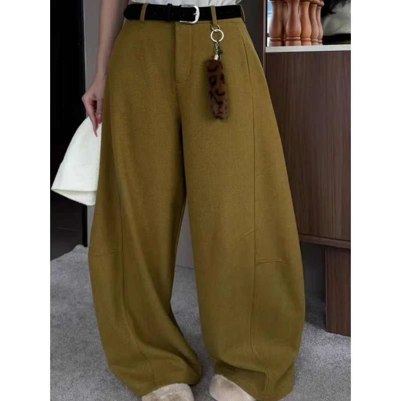 Tinaa Fashuinable Scimitar Pants 2026 Woman Office Lady High Waist Solid Color Pockers Full-length Wide-leg Pants 193970