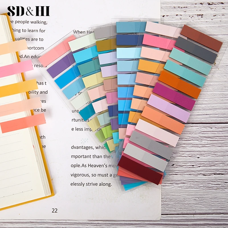 1set Transparent Fluorescent Index Tabs PET Sticky Note For Page Marker Planner Stickers Office School Students Supplies