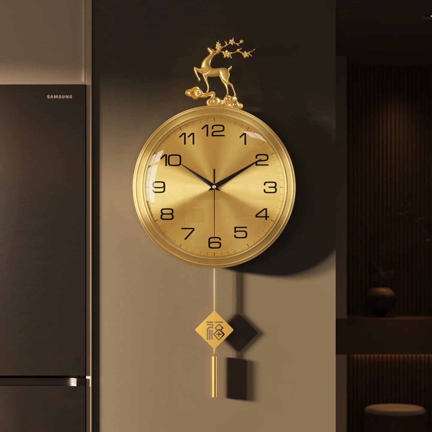 Douyin Xiaohongshu popular gourd living room home creative new Chinese light luxury clock quartz clock wall