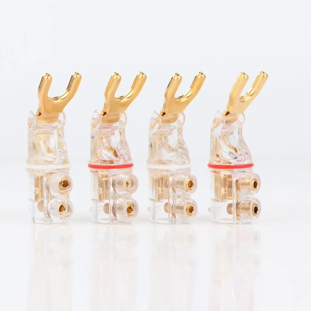 4Pcs SY1523 Phosphor bronze Gold plated hifi audio Y Spade plug Speaker Terminal Connector