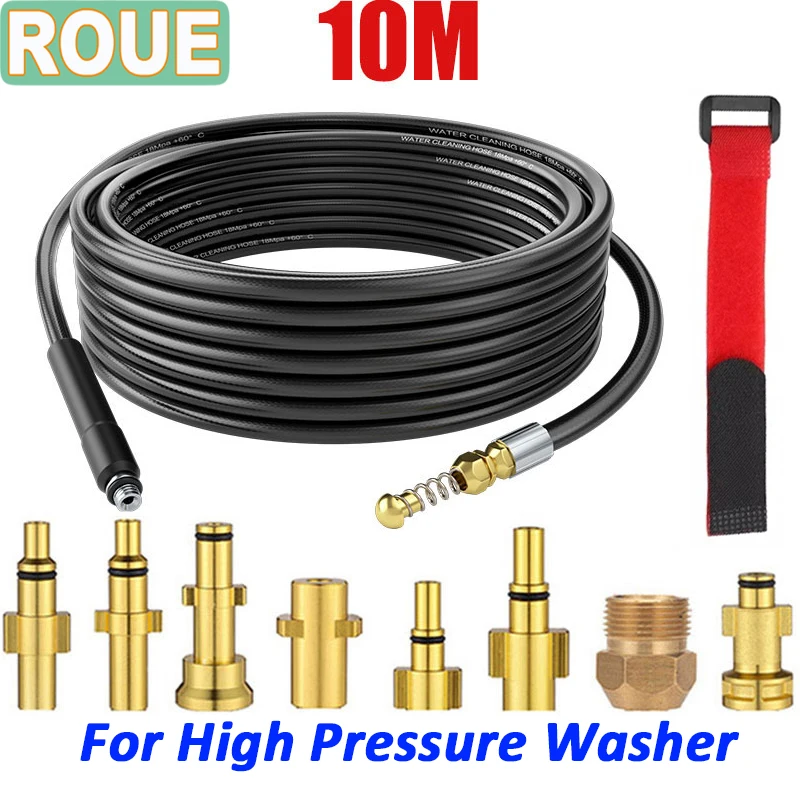 ROUE 10m Sewer Cleaning Hose for Karcher Bosch Interskol Elitech Nilfisk Stihl High Pressure Hose Pressure Washer Accessories