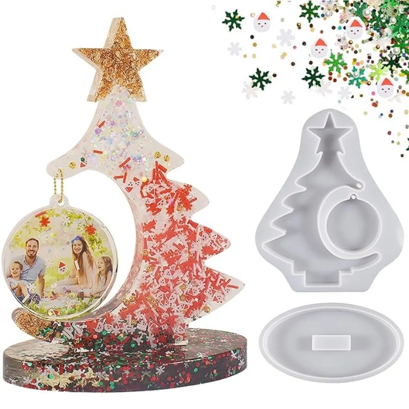 DIY Crystal Drop Glue Christmas Tree Frame Crystal Epoxy Resin Mold Silicone Mold