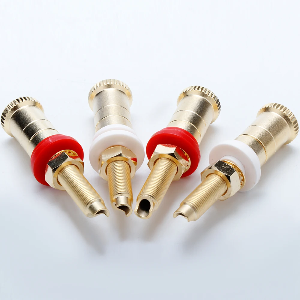 

High-end BP1114 Long/short Brass Gold-plated Terminal Binding Post Connectors Jacks 6 mm Connectors for Speaker Amplifiers