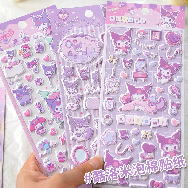 20pcs/lot Kawaii Sanrio Kuromi Sponge Stickers Creative Scrapbooking DIY Diary Decorative Sticker Album Stick Label