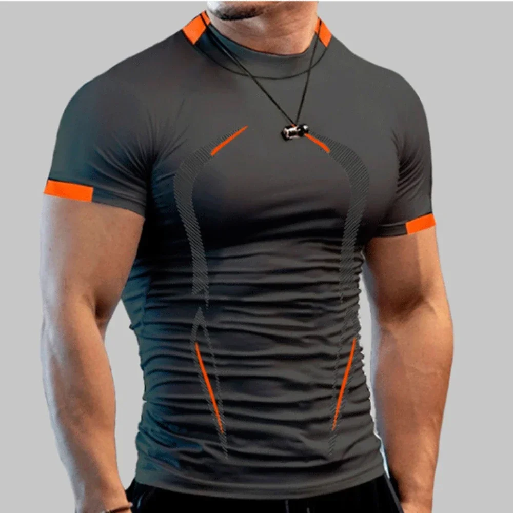 

New Summer Sportswear Gym Breathable T Shirt Men Quick Drying Jogging T-Shirt Men Training Tees Fitness Tops Running T-shirt