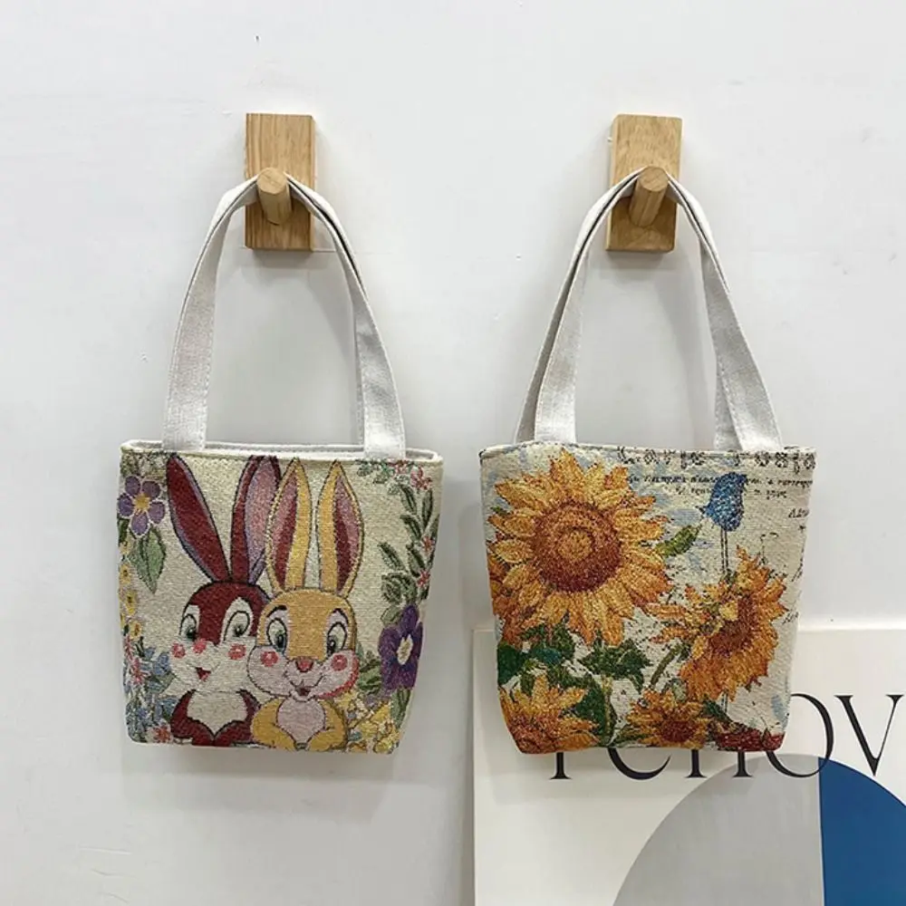 Bolsa De Estilo Étnico Do Bordado Do Pássaro, Gato, Coelho, Sacola De Lona, Saco De Armazenamento, Saco De Ombro Da Flor Coreana, Moda De Viagem