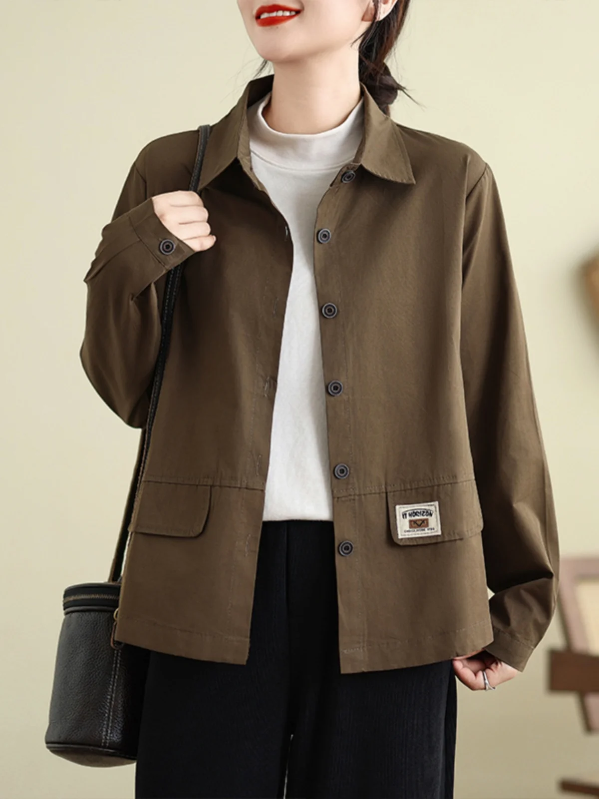 

Спецодежда в стиле ретро irt ort Верхняя одежда Женская весна-осень Свободная повседневная длинная све Jaet Открытый кардиган Топ для поездок на работу