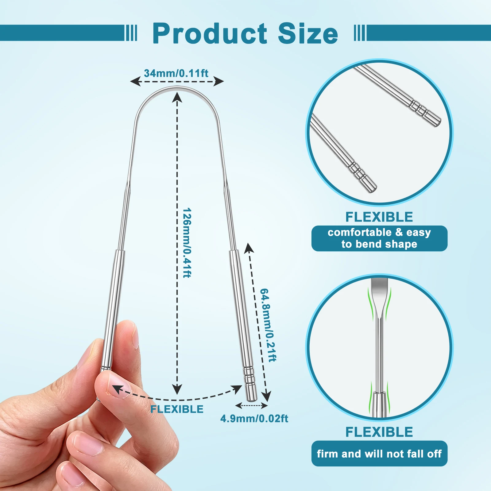 1/2Pcs Pure Copper Tongue Scraper Oral Cleaner Brush Fresh Cleaning Hygiene High Quality Tounge Scraper