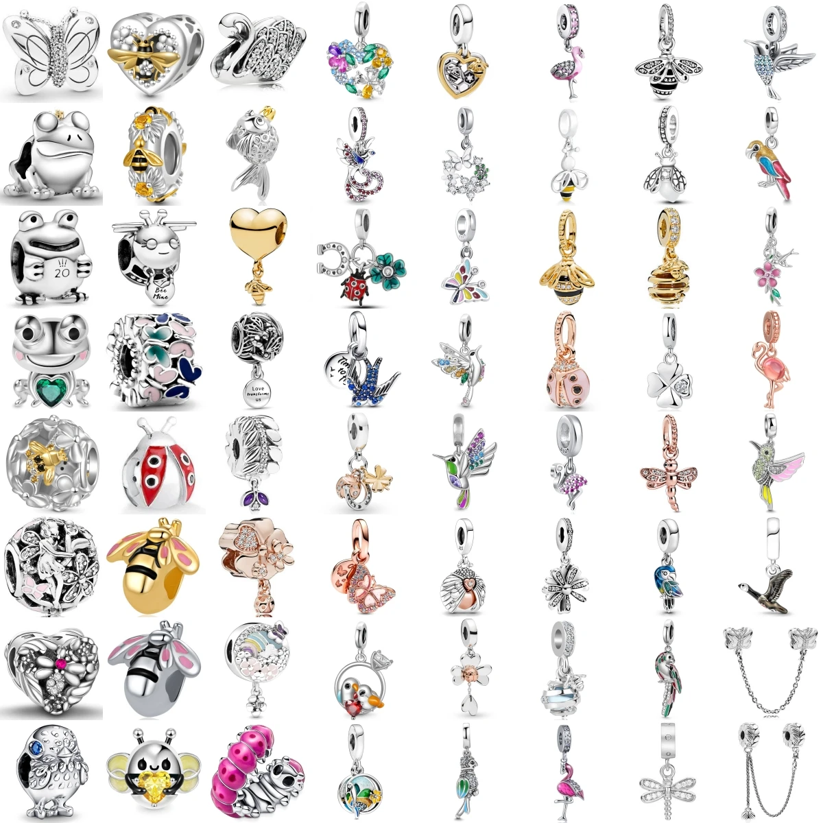 

Модные серебряные шармы-бусины 925 пробы из серии «Лес»: пчёлы, попугаи, лебеди, орлы. Подходят для оригинальных браслетов, DIY-украшений и аксессуаров.