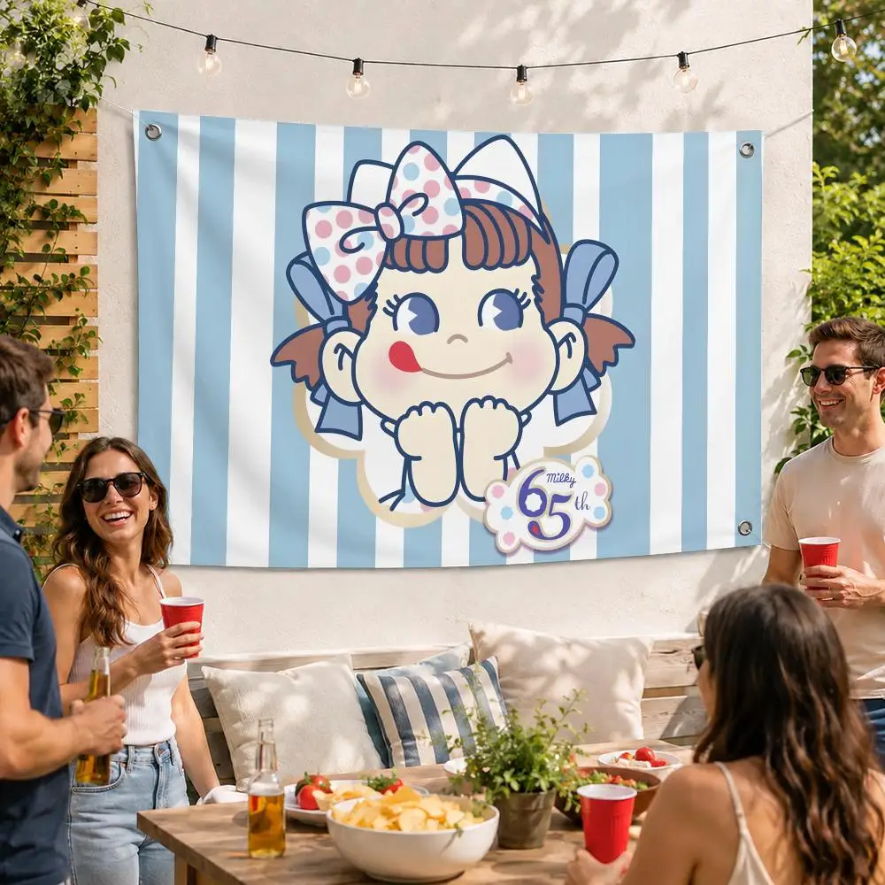 Peko‑Chan Cartoon Flags Durable Outdoor Indoor Festive Decoration Classic Design Wall Room Banner