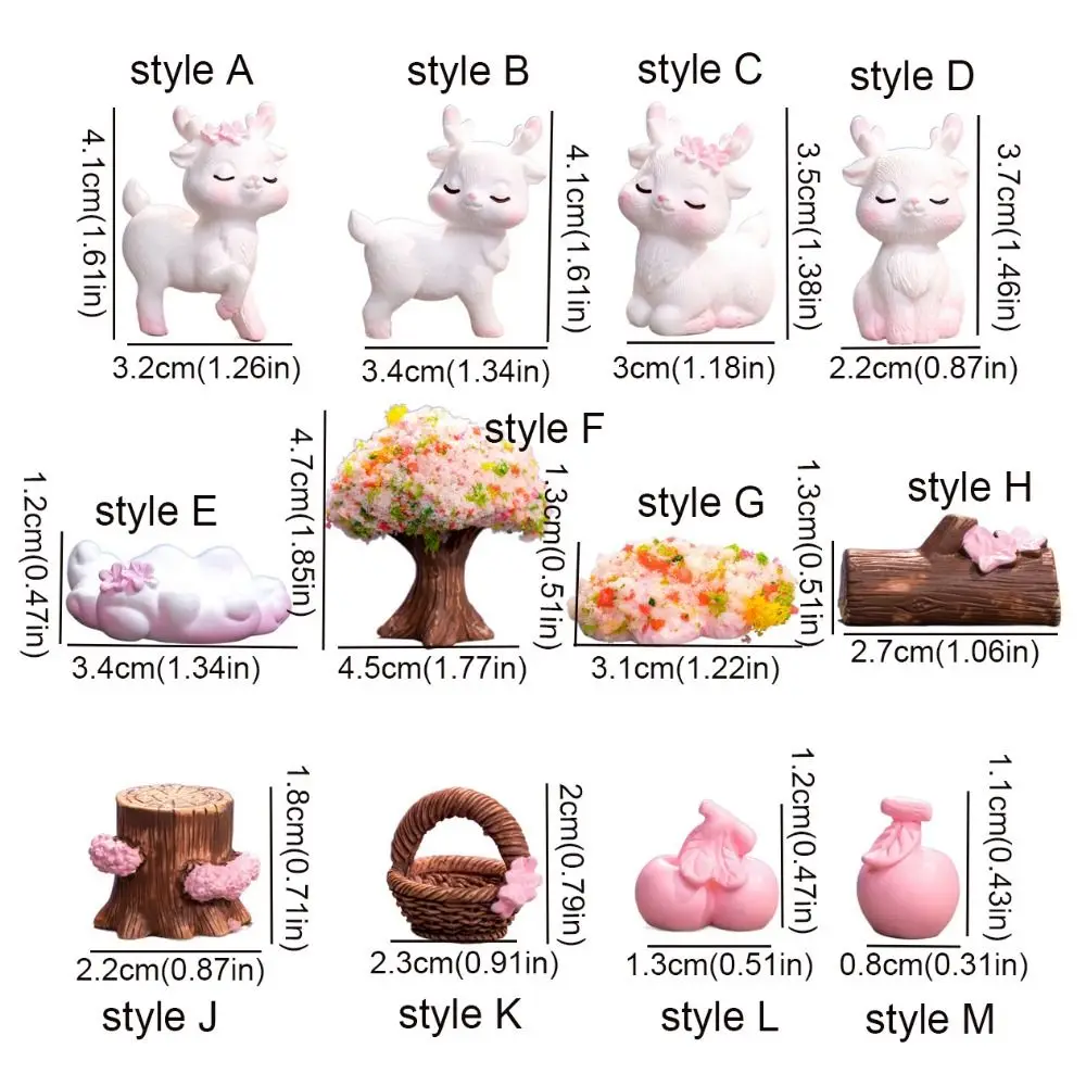 Decorative Mini Pink Deer Statue Cute Resin Pink Deer Micro Landscape Pink Deer Miniatures Fruit Baskets Statue