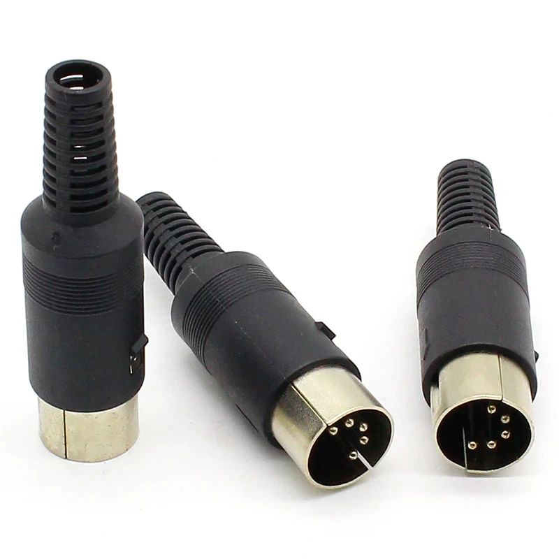 3pcs/lot Solder Connector 5Pin DIN Male Plug with Plastic Handle