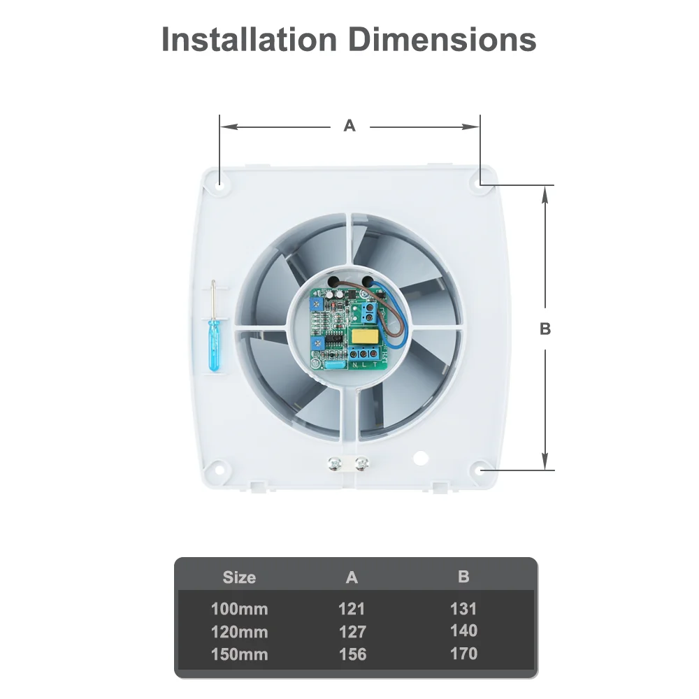 Smart Exhaust Fan with Humidity Sensor, Timer Humidistat, Duche, WC, Casa de Banho, Extrator, Ventilador, 2023, 230V, 4 