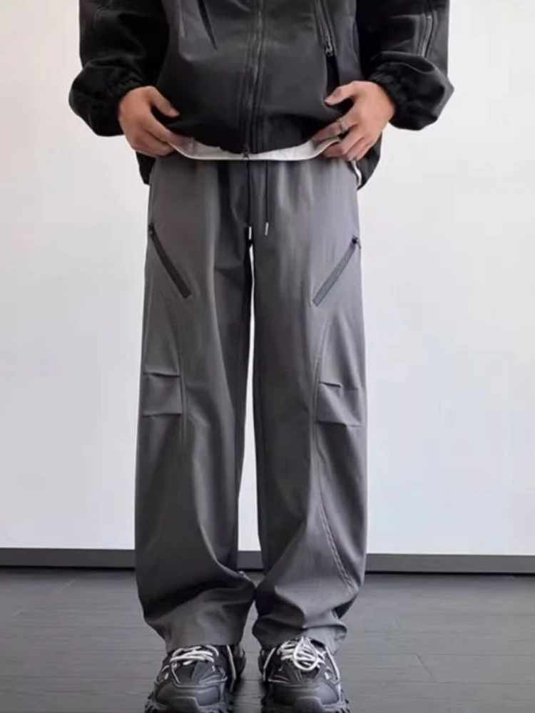 

Zip Sports Men's Casual Straight Pants Korean Style Sale Xxxl Streetwear Trend Classic High Quality New in Baggy Male Trousers